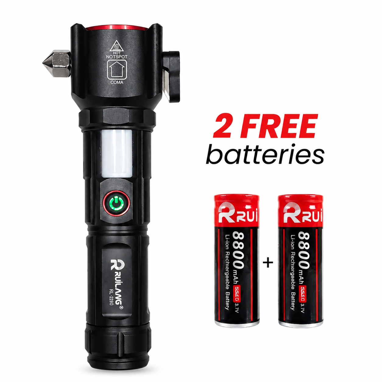 Multi-functional With Safety Hammer Flashlight