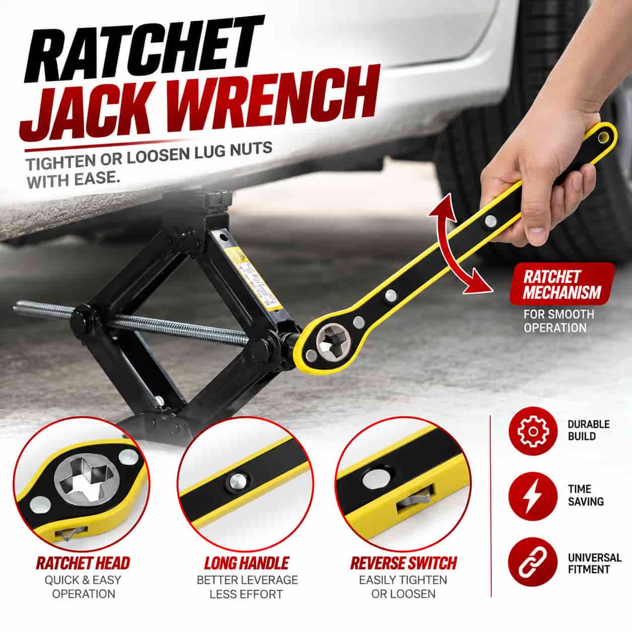 Smart Jack Wrench – 360 Degree Universal Car Jack Lifting Tool
